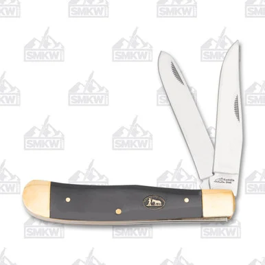 Frost Black Hills Cape Buffalo Horn Trapper Folding Pocket Knife With Copper Bolsters FRBKH108CBH