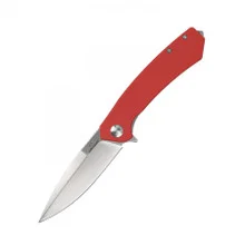 Ganzo Adimanti Skimen Folding Knife Red G10 Handle Drop Point D2 Gray Plain Edge SK01RD