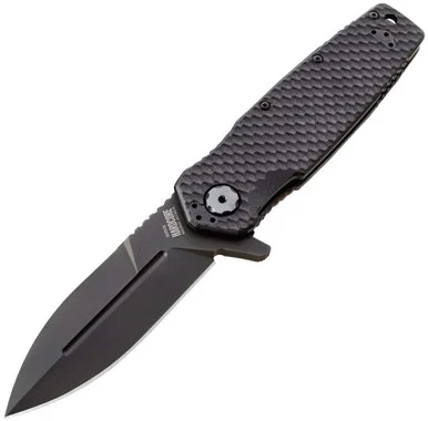 Hardcore Hardware Australia MILF-05 - 3.54" CPM-S35VN Hollow Grind Spear Point Blade, Black G-10 / 420 Stainless Frame Lock Handle - MILF-05