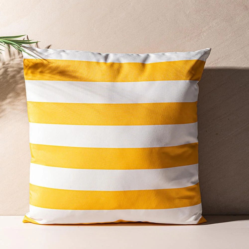 Harman Cabana Stripe 'Water Repellent' 18x18" Outdoor Cushion (Yellow)