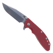 Hinderer Knives XM-24 Harpoon Spanto Blade Folding Knife Red G10 Stonewashed Bronze Titanium Handle Stonewashed S45VN Blade