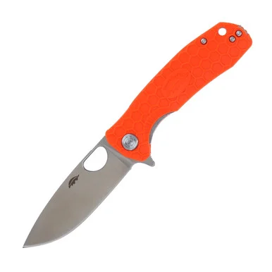 Honey Badger Medium Drop Point Knife-D2 Steel Orange Folding 3.19In HB1060