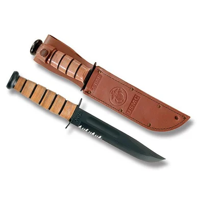 KA-BAR USMC Fixed Blade Fighting Knife PS with Leather Sheath KA1218