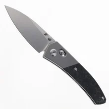 Kansept Dako Folding Knife SW Titanium/Shred Carbon Fiber Handle S35VN Plain Edge Stonewash Finish K1101V1