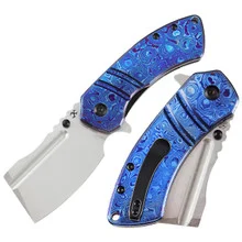 Kansept M Korvid Folding Knife Timascus Handle S35VN Cleaver Plain Edge Stonewash Finish K2030C1U