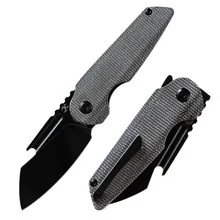 Kansept Rafe Folding Knife Black Micarta Handle S35VN Wharncliffe Plain Edge Black Stonewash Finish K2048A2