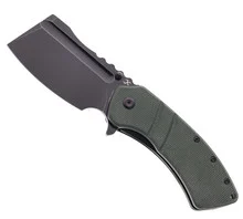 Kansept XL Korvid Folding Knife Green Micarta Handle 154CM Plain Edge Black Stonewash Finish T1030B4