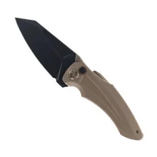 KB Knives Sumo Folding Knife Tan Titanium Handle 20CV Plain Black Blade KB400D