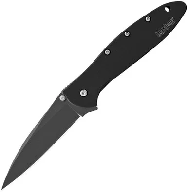 Kershaw Leek Black Assisted Opener - 3" Sandvik 14C28N Cerakote Blade Stainless Steel Frame Lock 1660CKT