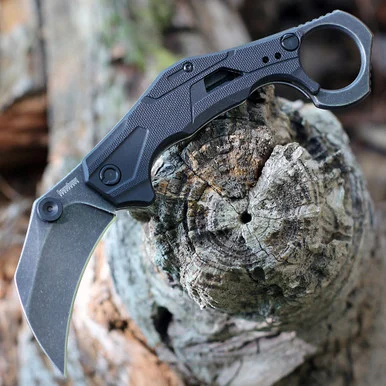 Kershaw Outlier Assisted Opening Karambit - 2.6" 8Cr13MoV BlackWash Hawkbill Blade Tan GFN Handle 2064TANBW