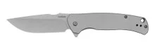 Kershaw Scour Folding Knife Silver Stainless Steel Handle 8Cr13MoV Plain Edge Bead Blast Finish 1416