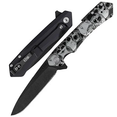 Kinzua Frame Lock - Skull Art Alum. (3.4" S35VN DLC Spear ) 64645