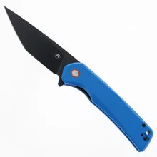 Klaken Knives Virex Folding Knife Blue G10 Handle D2 Tanto Plain Black Blade G10-Tanto