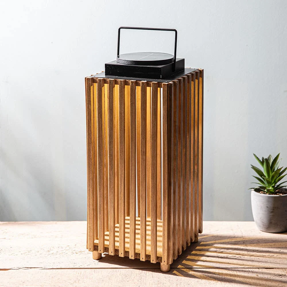 KSP Akari Solar LED Wood Lantern 20 x 20 x 42 cm