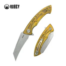 Kubey Anteater Folding Knife Ultem Handle 14C28N Tanto Point Plain Edge Sandblast Finish KU212L