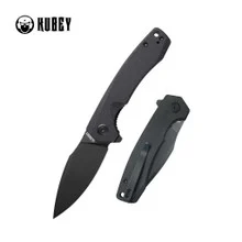 Kubey Calyce Folding Knife Black G10 Handle AUS-10 Drop Point Plain Edge Blackwash Finish KU901L