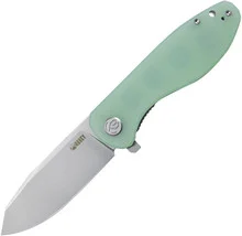 Kubey Master Chief Linerlock Folding Knife Jade G10 Handle AUS10 Plain Edge Beadblast Finish KU358C