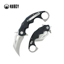 Kubey Mini Wrath Folding Knife Black G10 Handle 14C28N Karambit Plain Edge Beadblast Finish KU262A