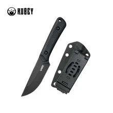 Kubey Thorn Fixed Blade Knife Black G10 Handle 14C28N Drop Point Plain Edge Blackwash Finish KU413B