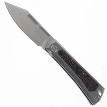 Kunwu Geezer Slip Joint Folding Knife Bead Blast Gray Titanium/Copper Fiber Handle Elmax Plain Edge Satin Finish J708T-1