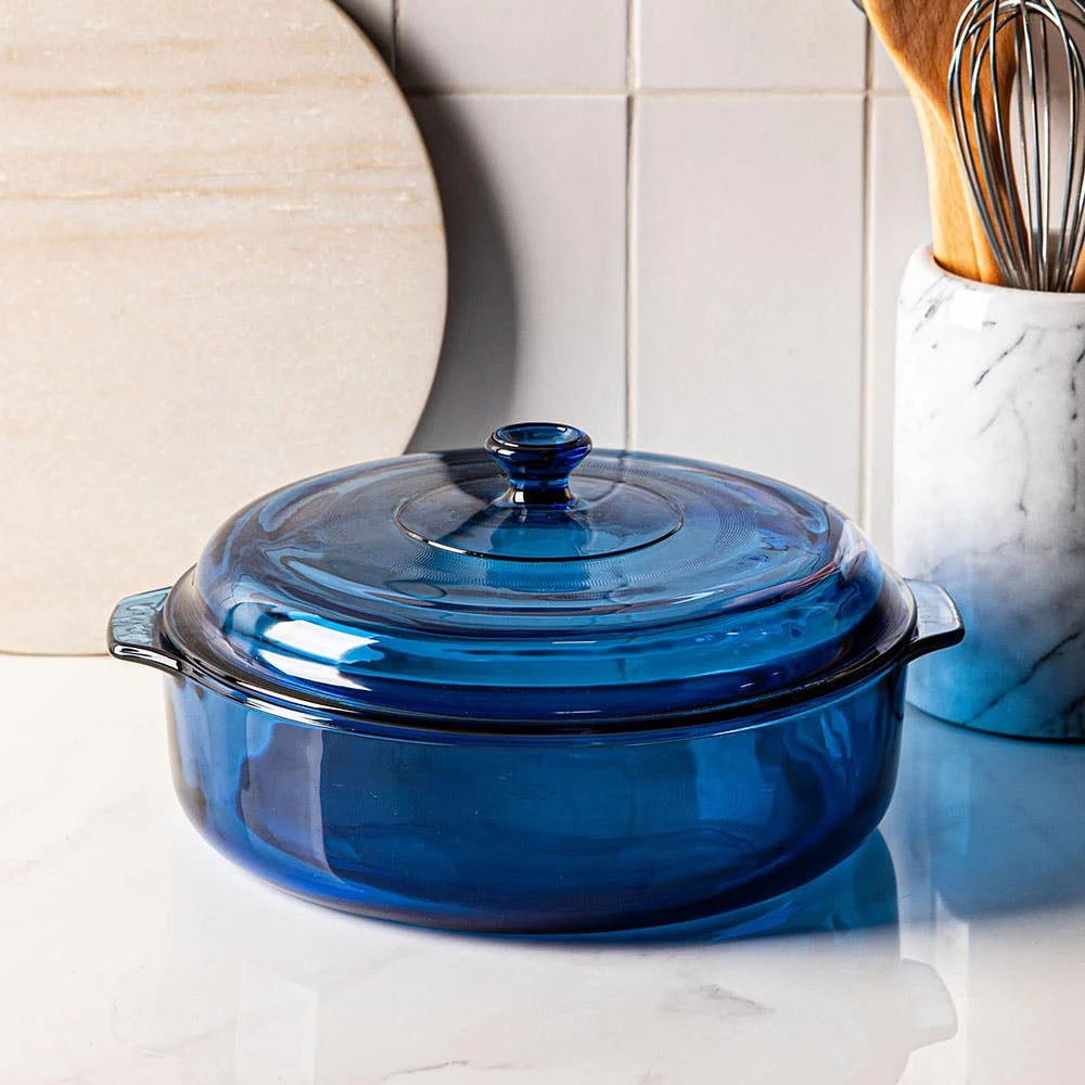 Libbey Baker's Basics Glass Casserole with Lid 3 L (Azul Denim Blue)