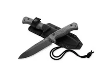 Lionsteel T6 Fixed Blade Knife Black Canvas Handle CPM-3V Plain Black Blade LST6BCVB