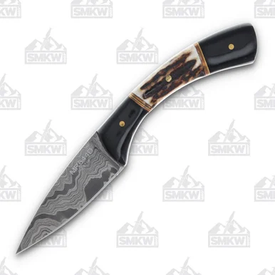 Marbles Small Stag Fixed Blade 3in Damascus Spear Point MR644D