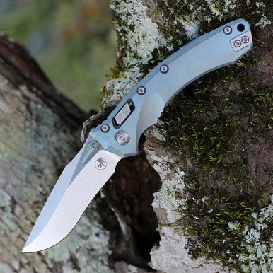 Microtech Amphibian Marfione Select Ice Blue Slab Ti (3.9" M390MK) 137RL-10MS6