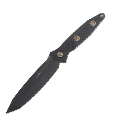 Microtech SOCOM Alpha Signature Series Black T/E Carbon Fiber Serrated MT1143DLCCFS