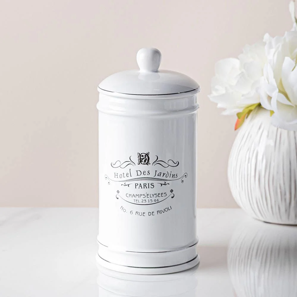 Moda At Home Paris Ceramic Cotton Jar (White)
