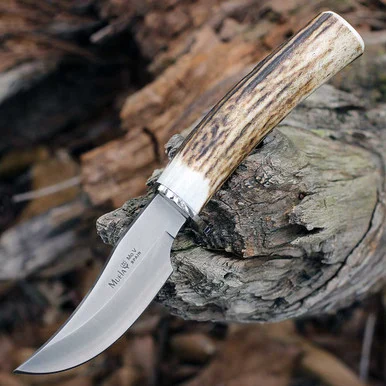 Muela DP-10 Hunting Knife - 3.94" MoVa Stainless Steel Satin Clip Point Plain Blade Stag Handle 02MU191