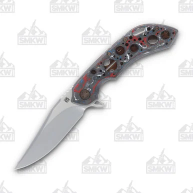 Olamic Wayfarer 247 Folding Knife T-065B Nebula FatCarbon/Antique Entropic with Acid Rain Cutouts T065B
