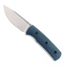 Petrified Fish Beluga Fixed Blade Knife Blue Micarta Handle N690 Plain Edge Satin Finish PF-P01F-BMS