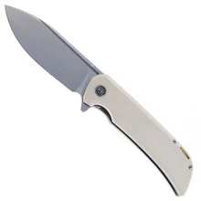 Petrified Fish Tunny Folding Knife White G10 Handle 14C28N Steel Blade PFB05WS