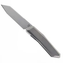 Poikilo Prism Large Folding Knife Titanium Handle M398 Reverse Tanto Plain Edge PSW Finish Prism-S1