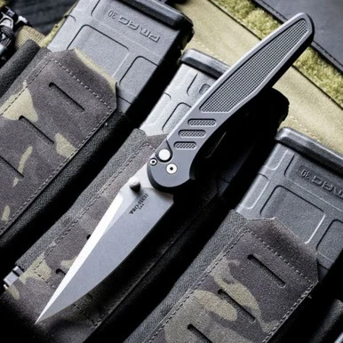 Pro-Tech Avalon Peace Neighbor Design 4.25" Stonewash MagnaCut, Black Aluminum PN1101
