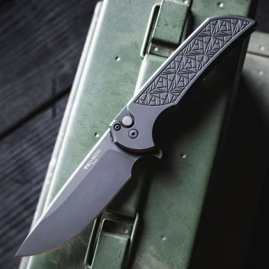 Pro-Tech Mordax MX106-NEXUS Flipper Knife, 3.75" DLC Black CPM-MagnaCut Blade, Nexus Textured Black Aluminum Handle, Ferrum Forge Design