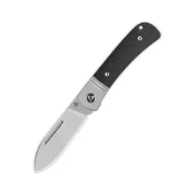 QSP Hedgehog Folding Knife Black Micarta Handle 14C28N Spear Point Plain Edge Satin Finish QS142SP-A