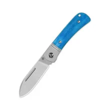 QSP Hedgehog Folding Knife Blue Bone Handle 14C28N Spear Point Plain Edge Satin Finish QS142SP-D