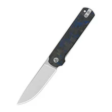 QSP Lark Folding Knife Blue Shredded CF/Overlay G10 Handle 14C28N Plain QS144-E