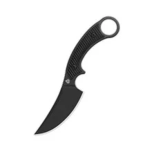 QSP Viper Fixed Blade Knife Black G10 Handle 10Cr15MoV Clip Point Plain Black Blade QS166-A2