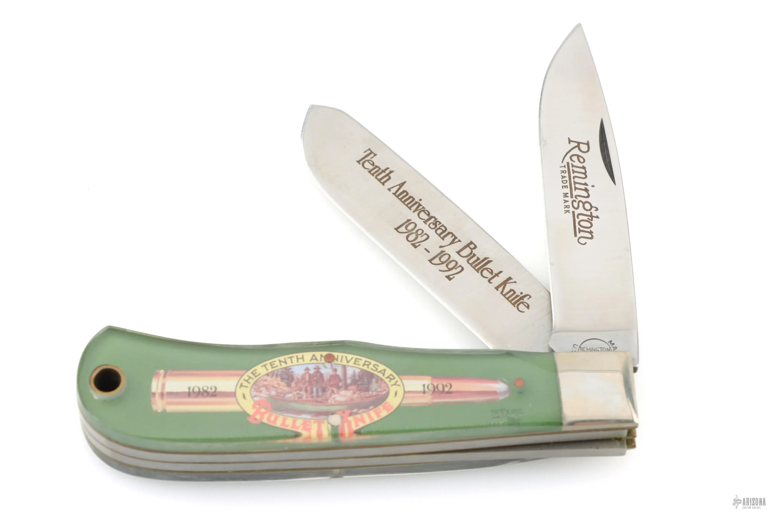 R1123-A Large Bullet Knife 10th Anniversary 1982-1992 & Remington Ad Poster