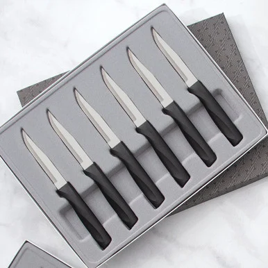 Rada Cutlery Anthem Serr Steak Knife Gift Set 6PC Blk Ergo Resin (Stainless Steel) G46S