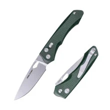 Real Steel Griffin Pro Folding Knife Green Micarta Handle 14C28N Plain Edge 7131GM
