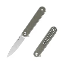 Real Steel Iris Knife Green G10 Handle Satin 12C27 Blade 8061AG