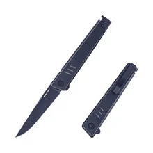 Real Steel Kikashi Folding Knife Black/Green G10 Handle 14C28N Plain Edge Black PVD Finish 8071GB