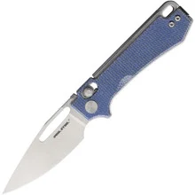Real Steel Vis Crossbar Lock Folding Knife Denim Canvas Micarta Handle 12C27 Plain Edge Satin Finish RS8051DM