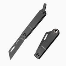 RealSteel Baby Barlow Mini Folding Key Knife Black Stainless Steel Handle 12C27 Plain Edge 8032