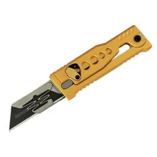 Reate Exo-U V1 Folding Knife Speedhole Yellow Aluminum Handle Stainless Steel Plain Edge