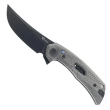 Reate PL-7 Pivot Lock Folding Knife Black Micarta Handle Black PVD Nitro-V Blade